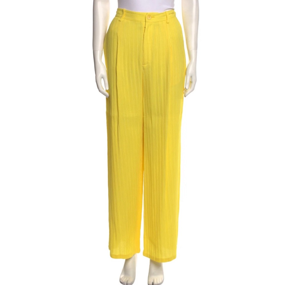 Bright Yellow Pleated trouser pant 0 Lapointe revolve designer